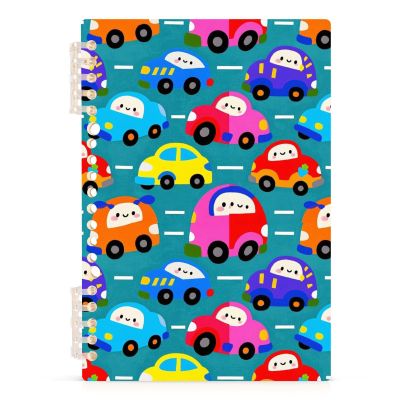 Mnsruu Cute Colorful Car Spiral Notebook, Hardcover, College-Ruled, A5, 14 x 21 cm