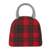 LRHCNZDCP Large Insulated Lunch Bag with Light Gray Zipper and Handle, Reusable, Plaid Red and Black view 3