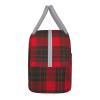 LRHCNZDCP Large Insulated Lunch Bag with Light Gray Zipper and Handle, Reusable, Plaid Red and Black view 4