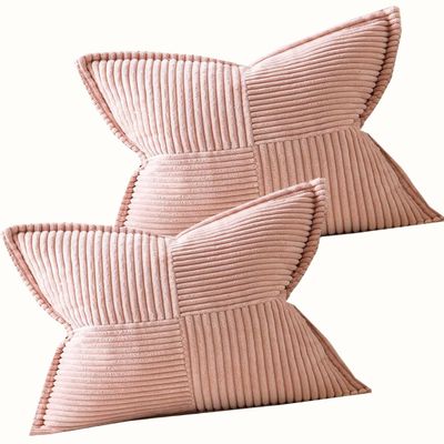 Pink Corduroy Pillow Covers, 55 x 55 cm, Set of 2