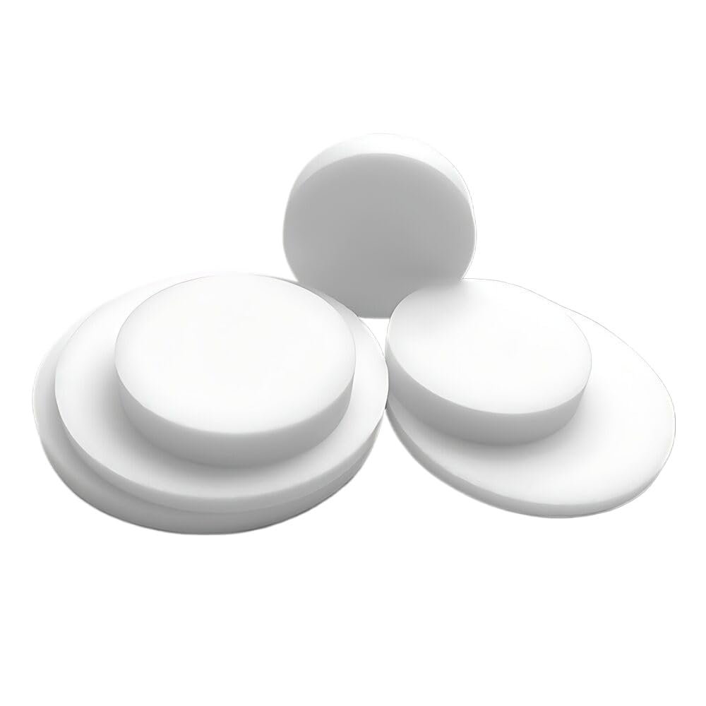 2 mm Thick White Round Flat PTFE Plastic Washers, 18 mm x 2 mm, 10-Pack