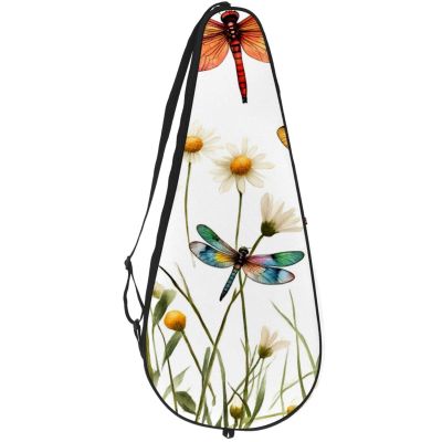 VAPOKF Spring Dragonflies Daisy Tennis Racket Bag, Holds Up to 2 Rackets