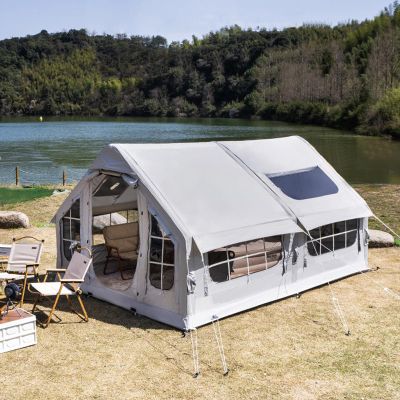 SULQING Inflatable 6–8 Person Family Tent with Stove Jack and Pump