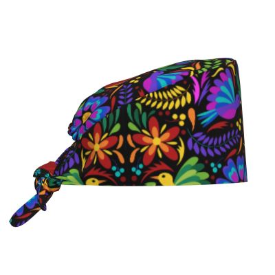 Anceky Colorful Floral Peeling Cap for Women and Men, Adjustable Surgical Work Cap with Sweatband