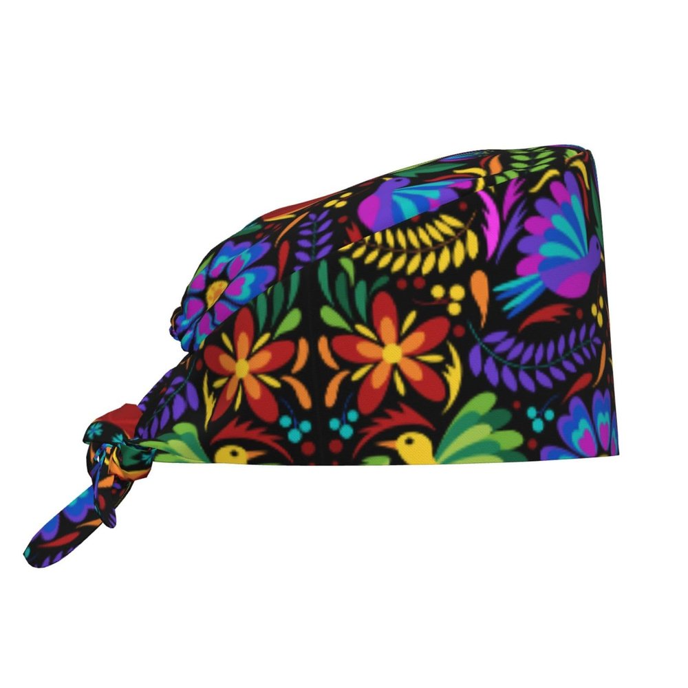 Anceky Colorful Floral Peeling Cap for Women and Men, Adjustable Surgical Work Cap with Sweatband