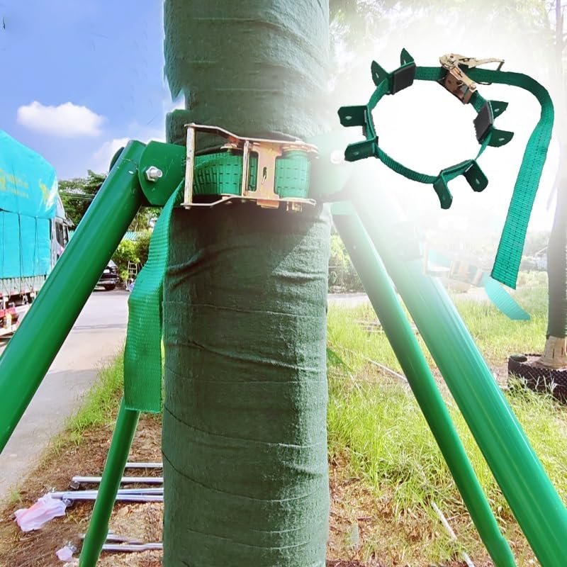 WLCGYD Tree Stakes and Supports, 1.5 m, 1.8 m, 1.2 m, 2 m, Windproof Tree Support Set with 1.7 m Tree Ring