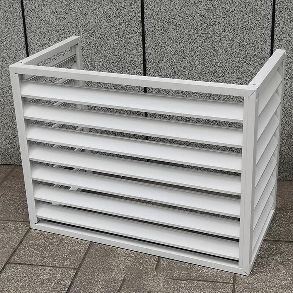 Outdoor Privacy Fence with Aluminum Slats for AC Units