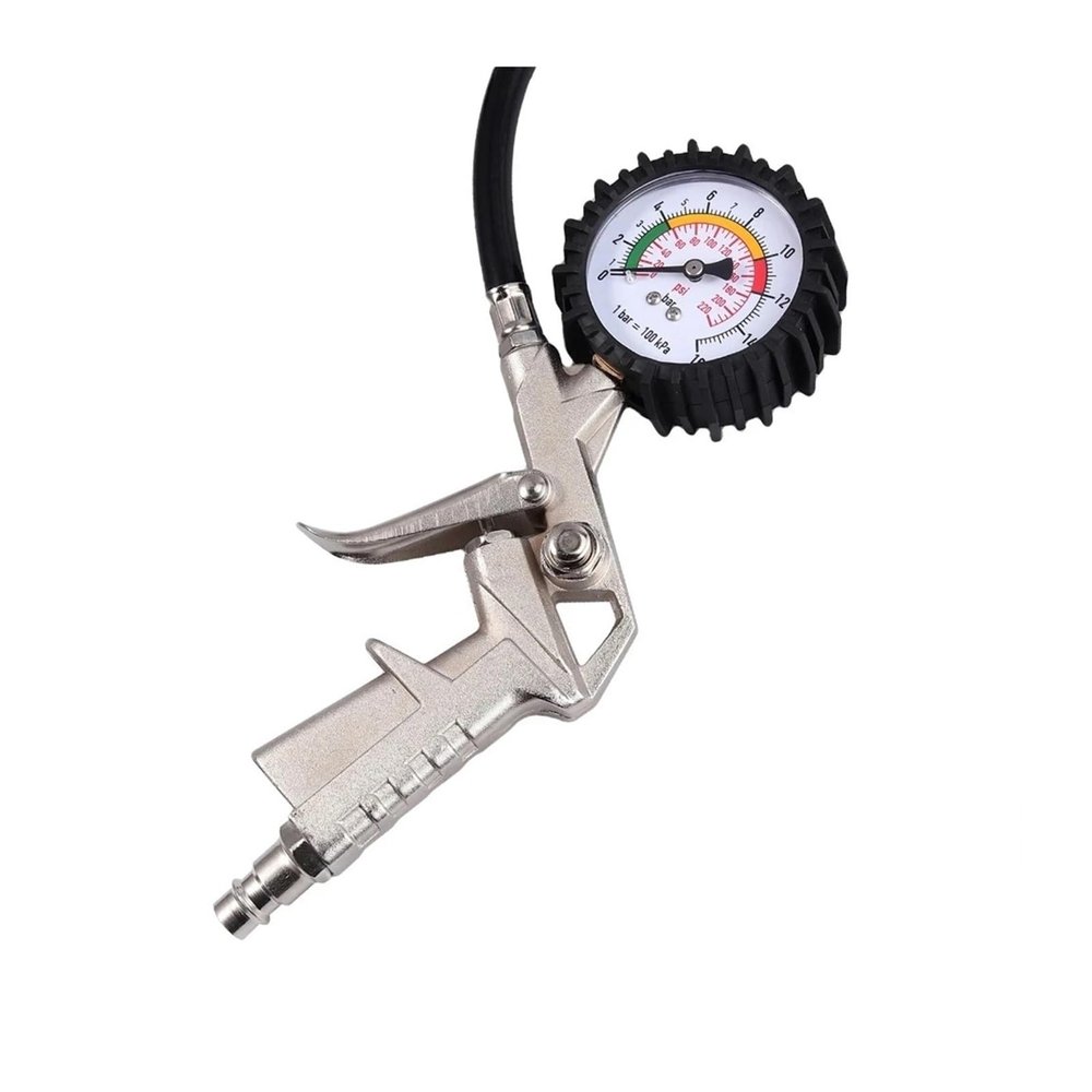 0–220 PSI Tire Inflator Dial Gauge, 16 BAR, with EU Adapter