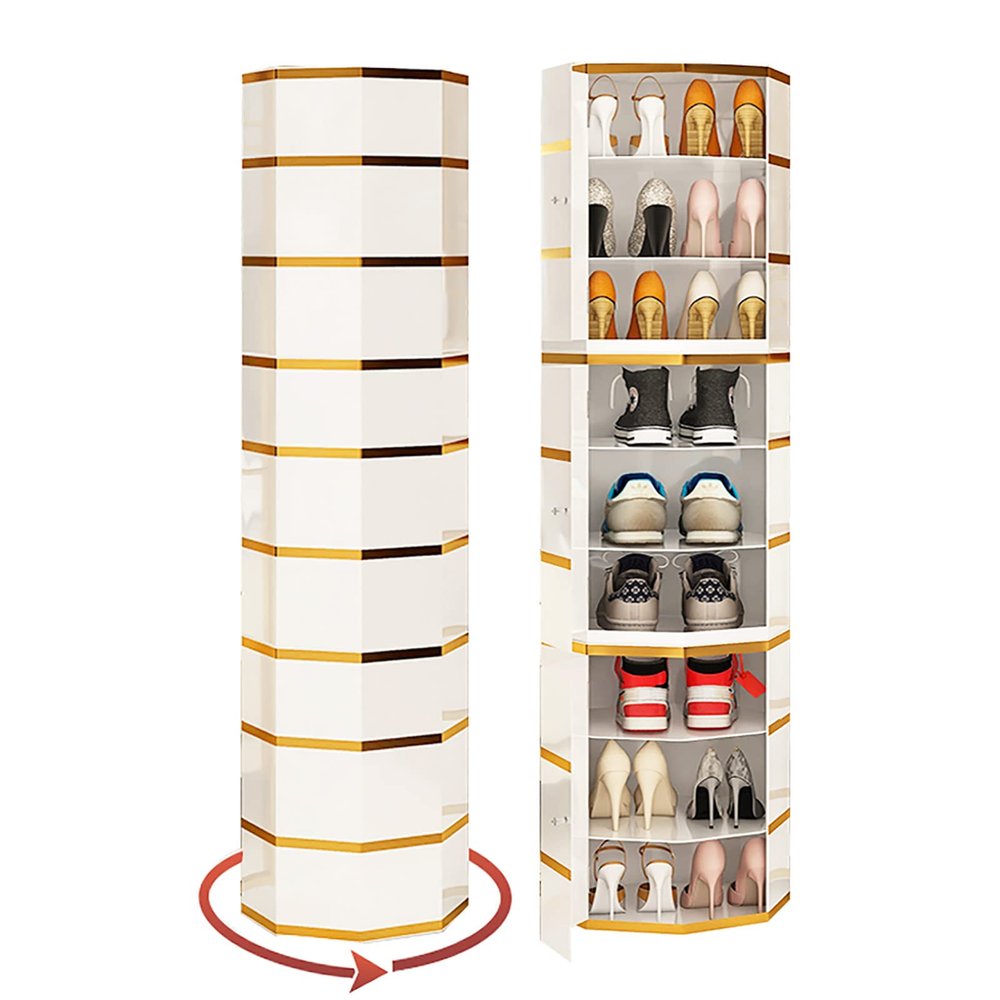 Rotating Corner Shoe Rack with Doors