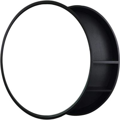 70 cm Black Bathroom Mirror Cabinet with Two-Way Sliding Door