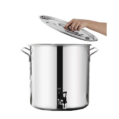 Generic Stainless Steel Soup Pot with Lid, 590 L Capacity, Composite Base, Tap