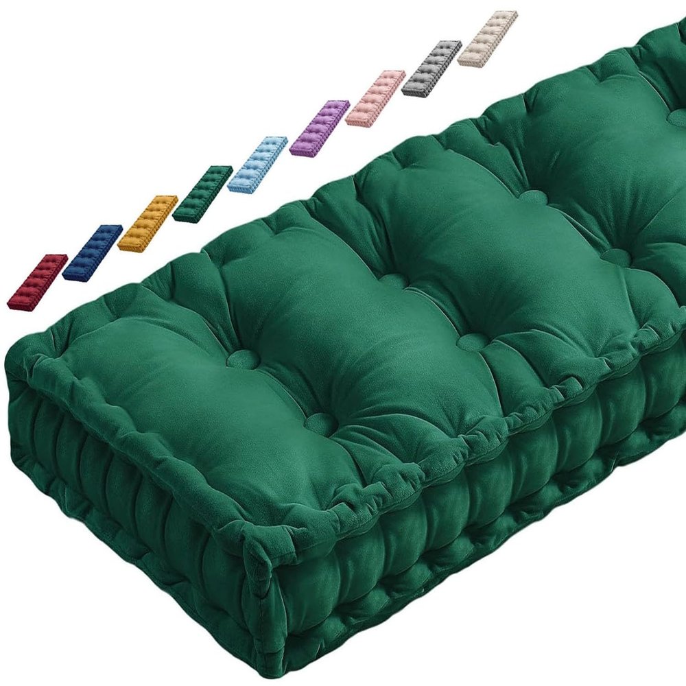 JORTUIO Bench Cushion, 10 cm Thick, Dark Green, 160 x 40 x 10 cm
