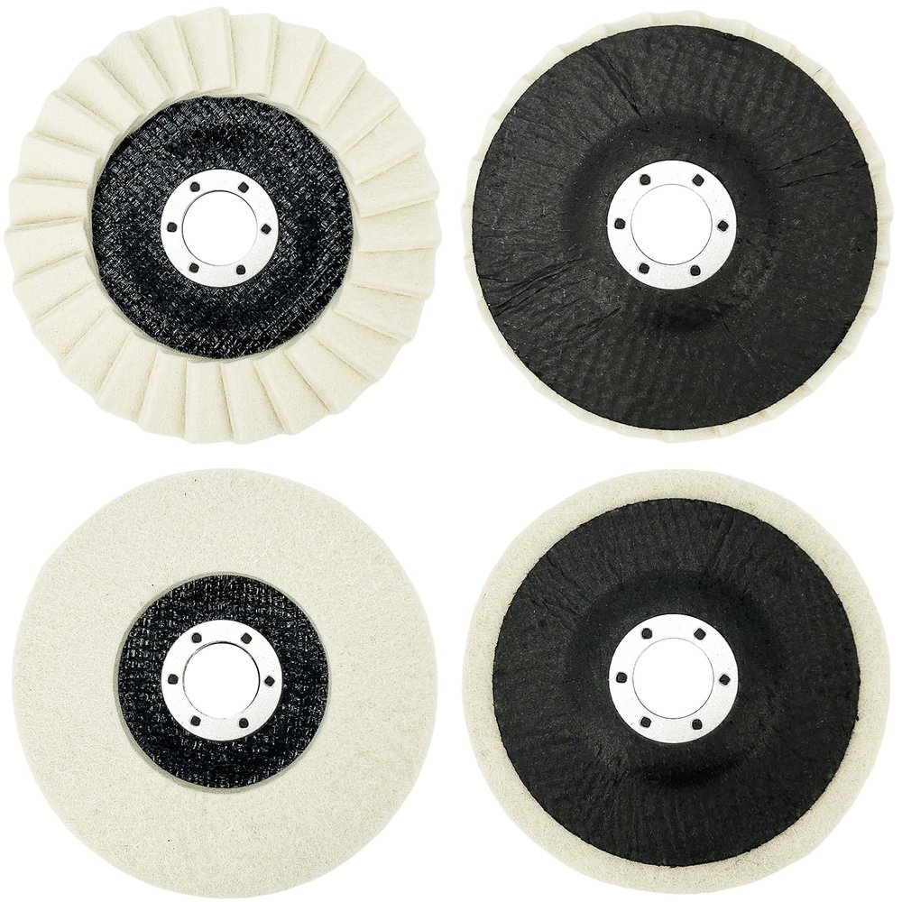 4-Piece Wool Polishing Wheel Set, 125 x 22 mm, 2 Styles