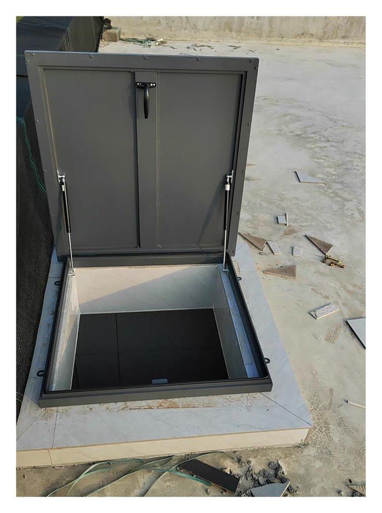 Weather-Resistant Metal Roof Hatch, Large Flat Attic Hatch, 25.6 x 25.6 in (65 x 65 cm)
