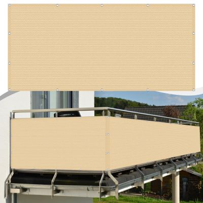 Opaque Balcony Privacy Screen 130 x 150 cm, UV-Protective HDPE, Sand Yellow