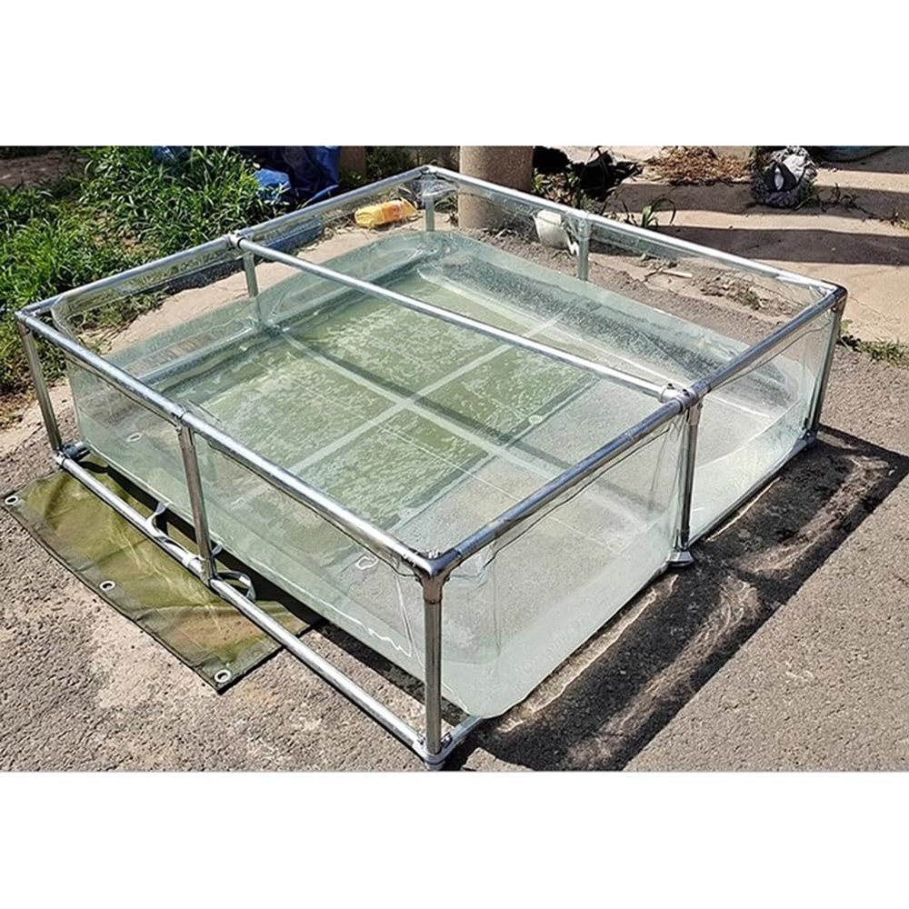 GZHERVICES Above-Ground Fish Pond with Transparent Viewing Window, 100 x 100 x 70 cm