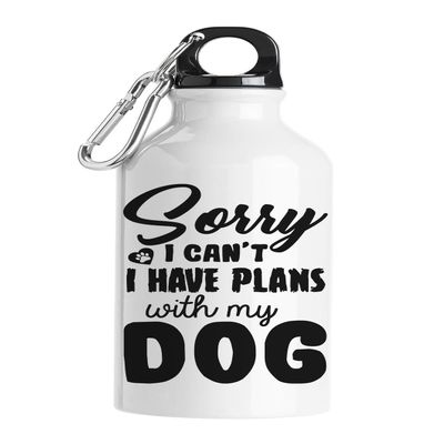 "Sorry, I Can't, I Have Plans With My Dog" Travel Water Bottle, White