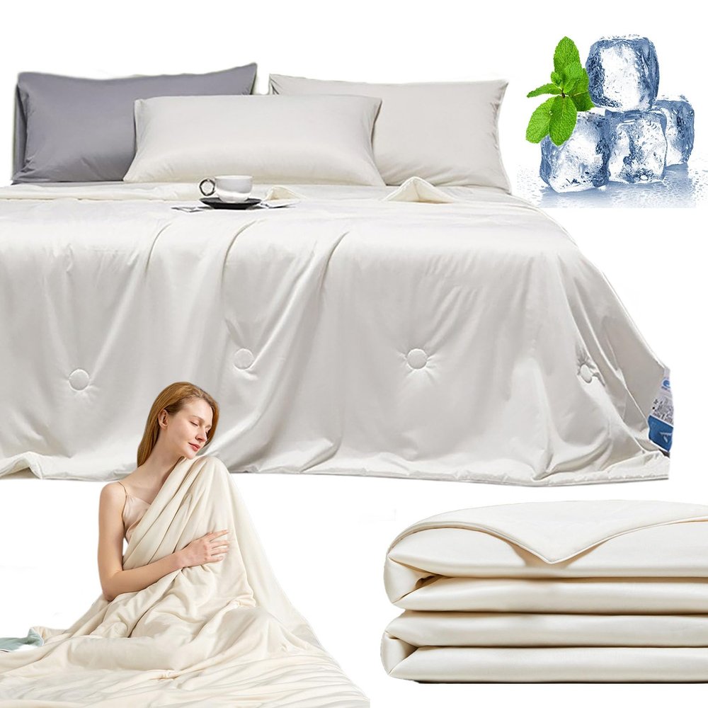 Qosigote MagicSplashy MagicSleep Cooling Summer Blanket, Double-Sided, Beige, 200 x 230 cm
