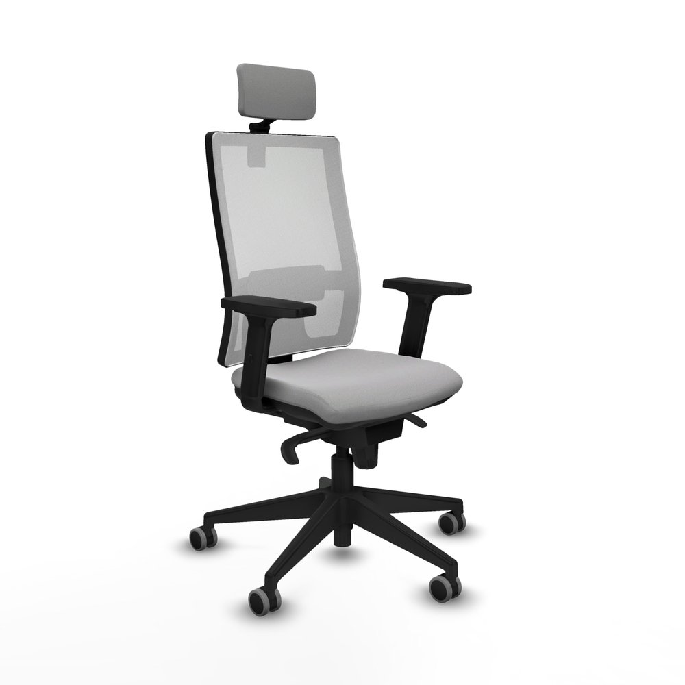 Piqueras y Crespo Computer Chair with Adjustable Backrest, 2D Armrests, 2D Headrest, 1D Lumbar Support and 5-Way Synchronous Mechanism