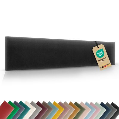VELUYA Rectangular Wall Cushion, Velvet, 90 x 15 cm, Black M01