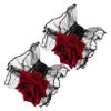 TOVINANNA Lace Wrist Cuffs for Women, Red, Gothic Lolita, 1 Pair view 1