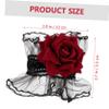 TOVINANNA Lace Wrist Cuffs for Women, Red, Gothic Lolita, 1 Pair view 2