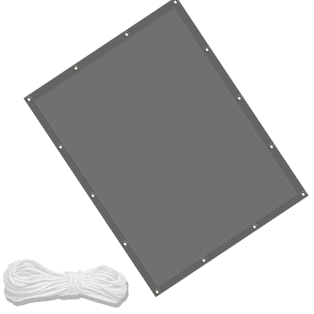 Rectangular Sun Shade Sail 200 x 700 cm, Waterproof, UV-Protection Polyester Fabric with Rope, for Balcony, Patio and Garden, Light Gray