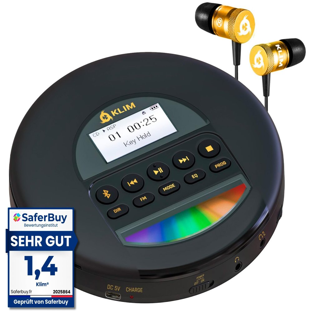 Nomad Portable CD Player with Bluetooth, FM Radio, and Headphones