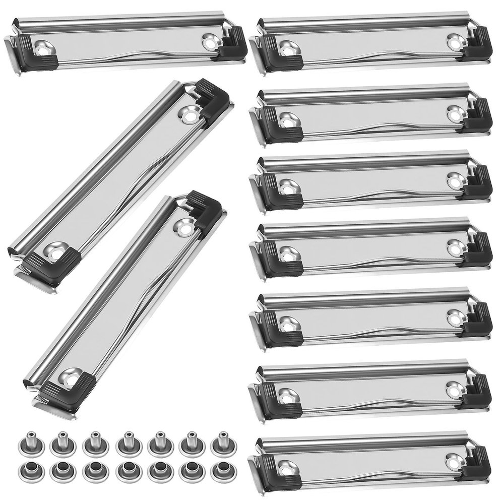 12 cm Metal Clipboard Clips with Rubber Corners, 1 Set, Silver