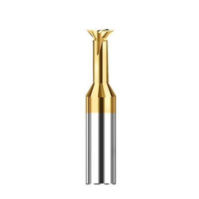 Temhyu HRC55 Tungsten Carbide Dovetail End Mill, CNC Slotting Tool, 45°/75°/60°, 0.8–16 mm, for Tool Steel (10×R45×60L×4F)