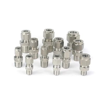 RUAJOGYNVM 1-Piece 1/8" BSPT Male to 6 mm OD Tube 304 Stainless Steel Double-Ferrule Compression Fitting