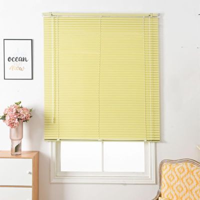 Yellow Blackout Aluminum Venetian Blind, Side-Cord Roller Blind for Home, Kitchen, or Office, Customizable (50 × 110 cm)