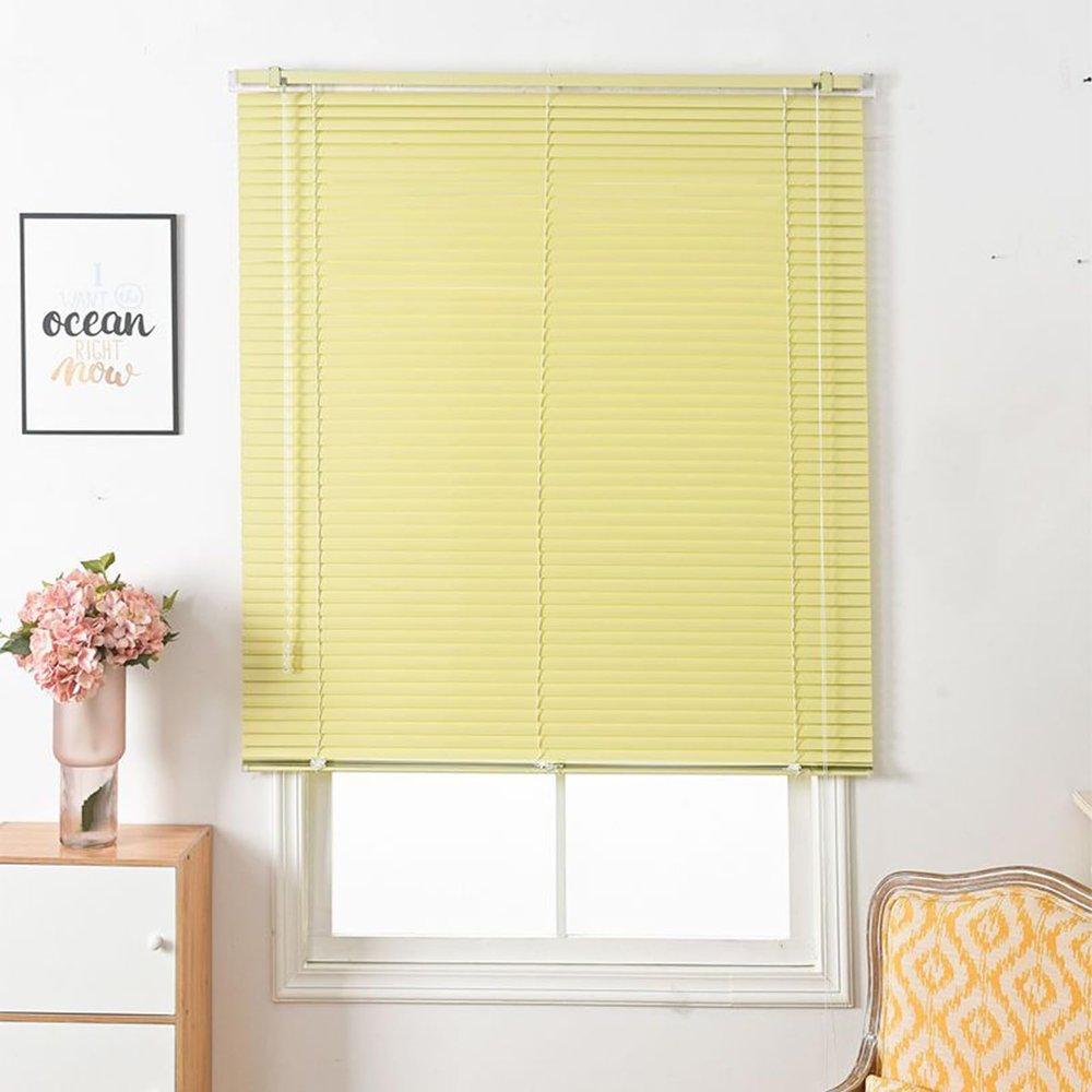 Yellow Blackout Aluminum Venetian Blind, Side-Cord Roller Blind for Home, Kitchen, or Office, Customizable (50 × 110 cm)