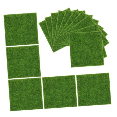 INOOMP 15-Piece Artificial Moss for Crafts, Green Artificial Grass for Model Making and Miniature Garden Décor