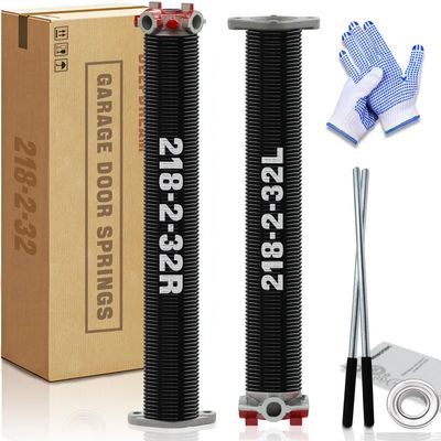 DEEPDREAM Garage Door Torsion Springs, 5.1 cm Diameter, Spring Set with Non-Slip Winding Bars and Gloves, Black Coated Springs, 18,000+ Cycles
