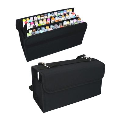 FONDOTIN Marker Storage Case, Durable Nylon, Shoulder Strap and Zipper, Black