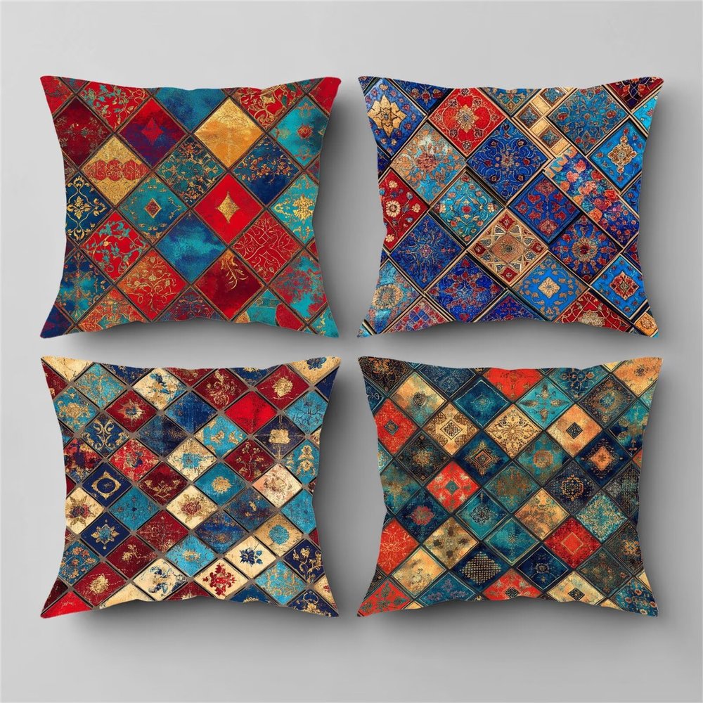 20 x 20 in Pillow Covers, Set of 4, Geometric Outdoor Decorative Covers
