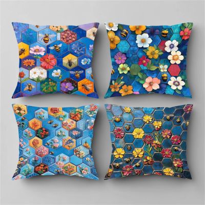 4-Pack 65 x 65 cm Waterproof Outdoor Pillow Covers, Double-Sided Geometric Print