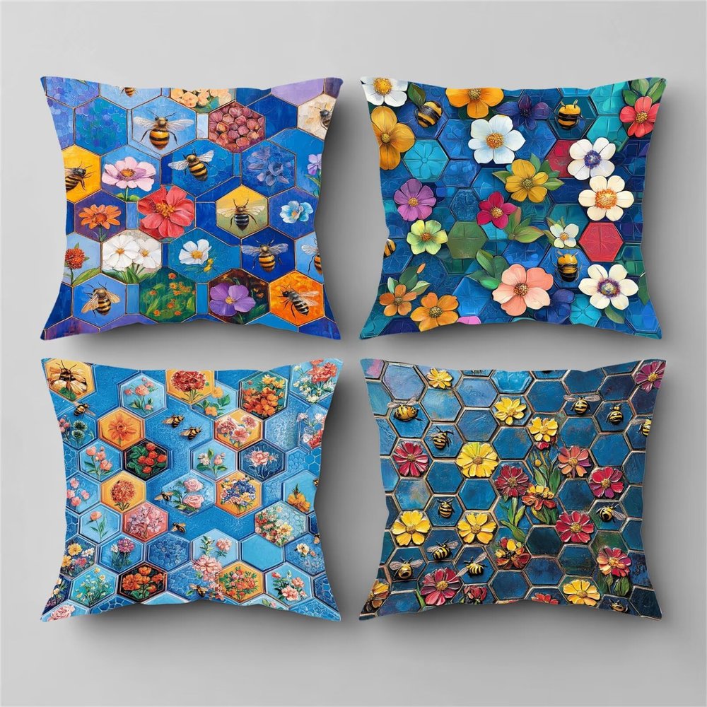 4-Pack 65 x 65 cm Waterproof Outdoor Pillow Covers, Double-Sided Geometric Print