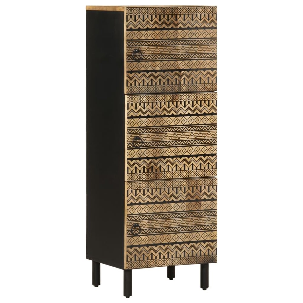 LLEZKBR Cabinets & Storage – Highboard, 40 x 33.5 x 110 cm, Solid Raw Mango Wood