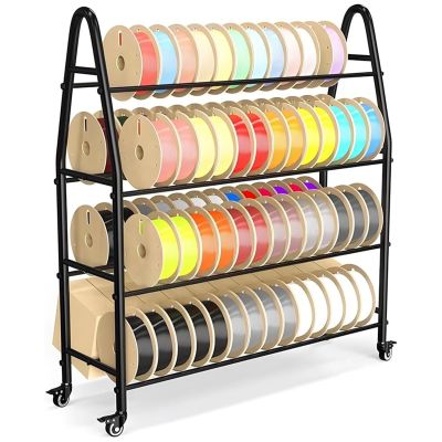 3D Printer Filament Storage Rack, 7-Tier Metal Rack with Casters, Holds 102 1 kg Spools