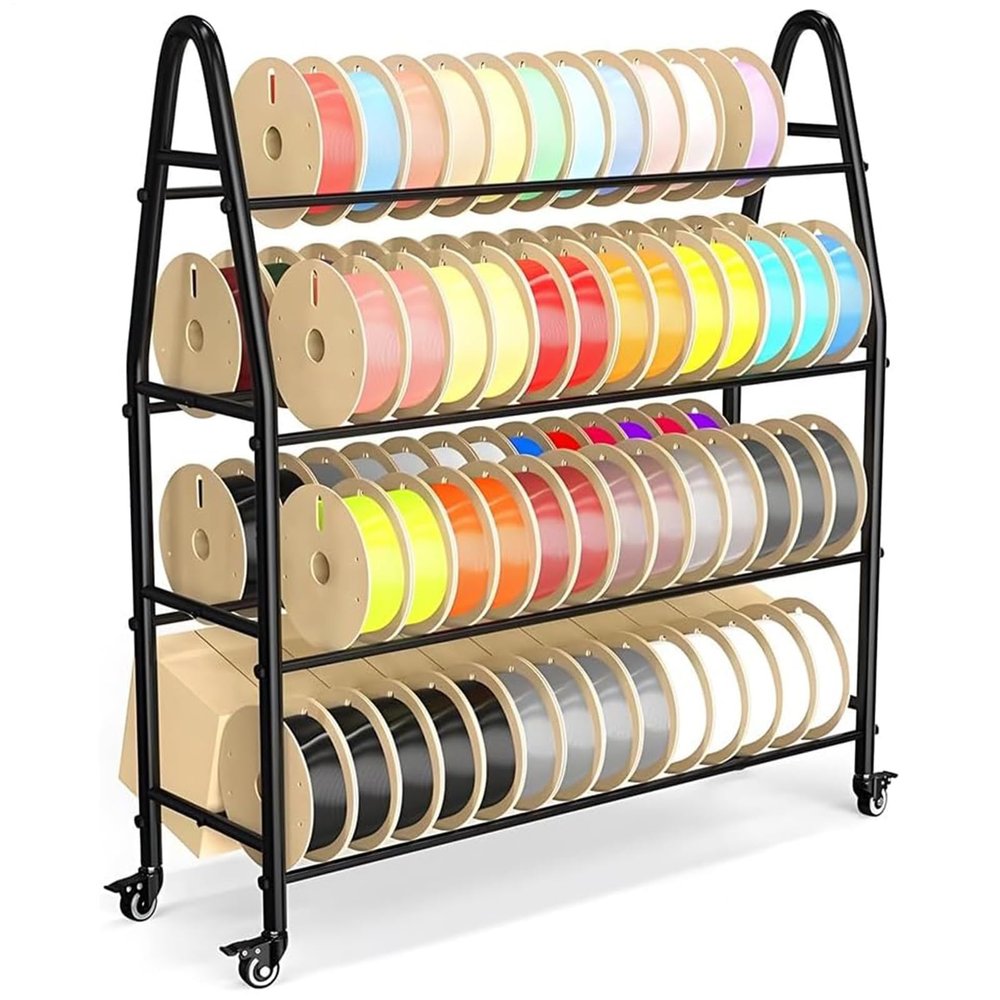 3D Printer Filament Storage Rack, 7-Tier Metal Rack with Casters, Holds 102 1 kg Spools