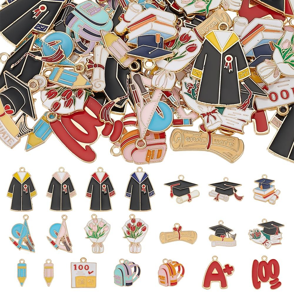 WADORN 42-Piece Enamel Graduation Charms Set