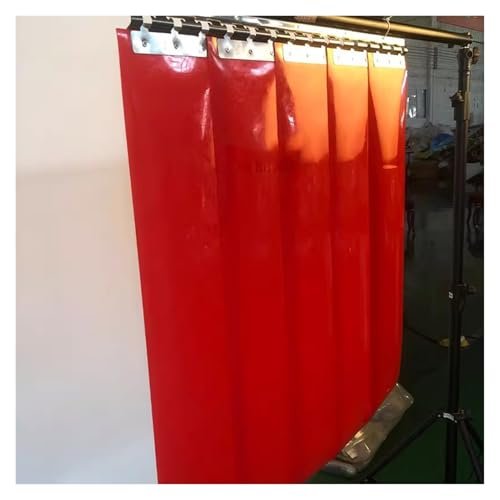 Welding Protection Curtain, Fire-Resistant Vinyl PVC Strip Curtain, Waterproof, Red, 1.2 x 2.3 m