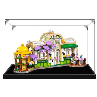 Acrylic Display Case for LEGO 42671 Hanagami Café Model, Dustproof, Clear, Black 3 mm Base