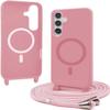 Belzsxy Samsung Galaxy A16 Case with Lanyard, MagSafe Compatible, Liquid Silicone, Magnetic Necklace Case, Pink view 1