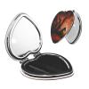 FHESDMN Black Horses and Red Glowing Clouds Heart-Shaped Pocket Makeup Mirror, 1x/2x view 1