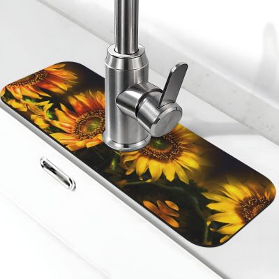 EZDLOWVBA Faucet Mat for Kitchen Sink, Diatomaceous Earth Absorbent Splash Guard, 38.1 x 14 cm