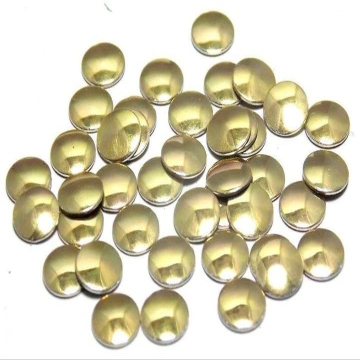 Flat Hot-Fix Iron-On Rivets, Light Gold, 8 mm, 50 Pieces