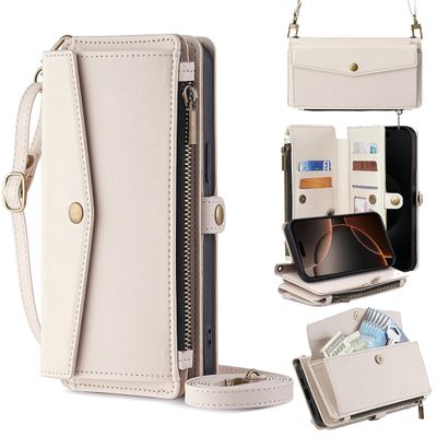 Lucyliy Phone Case for Oppo A3, Flip PU Leather Wallet Case, White